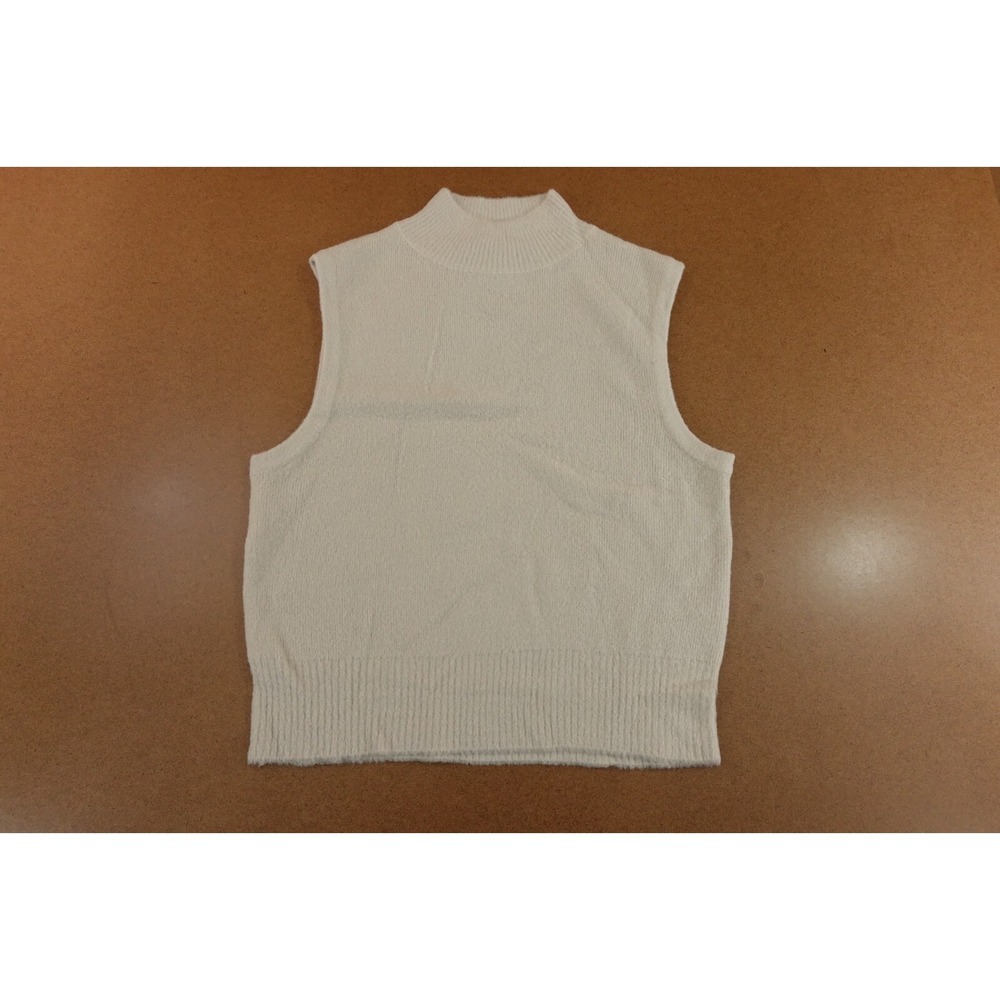 Pretty Little Thing Womens Small Taupe Soft Mock Neck Sleeveless Sweater NWT